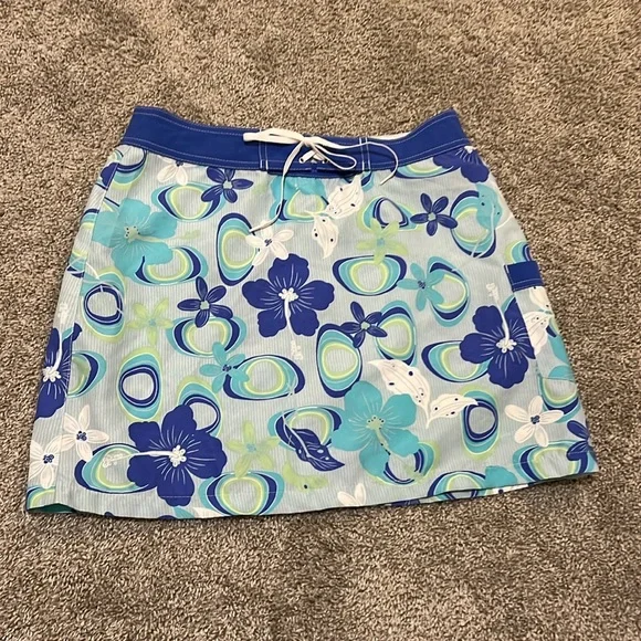 Water Girl by Patagonia Blue Print Hiking Surf ‎ Skirt Size 6 Hibiscus comfort - Picture 3 of 16